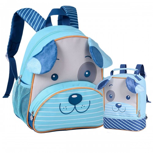 Mochila Costas Escolar Infantil Cachorrinho Lancheira Clio