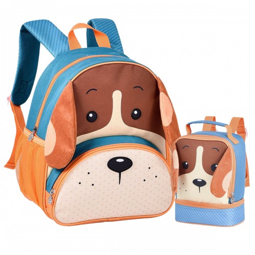 Mochila Costas Escolar Infantil Cachorrinho Lancheira Clio