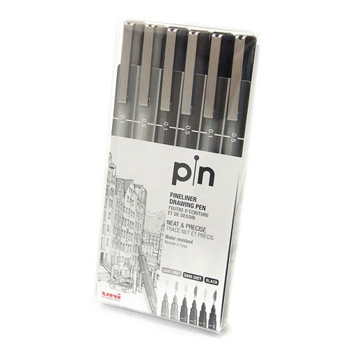 Caneta Uni Pin Nankin 6 Unidades 0.1 0.5 Uniball - Uni-ball - Nankin Uni pin