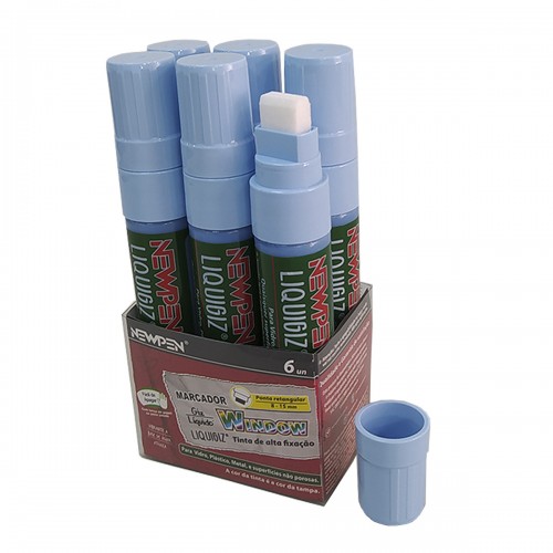 Giz Liquido Marcador Vidro, Plástico, Quadro e Metal NewPen 6 Unidades - NEWPEN - MW500-6U