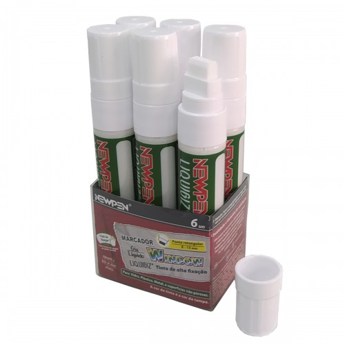 Giz Liquido Marcador Vidro, Plástico, Quadro e Metal NewPen 6 Unidades - NEWPEN - MW500-6U