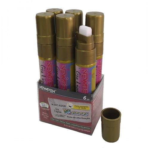 Giz Liquido Marcador Vidro, Plástico, Quadro e Metal NewPen 6 Unidades - NEWPEN - MW500-6U