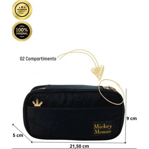 Mochila Costa Mickey Preto Estojo Box  Escolar Xeryus