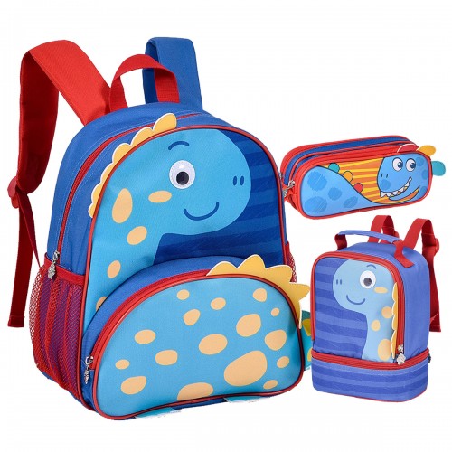 Kit Mochila Costa Infantil Pequena Dinossauro Dino Clio