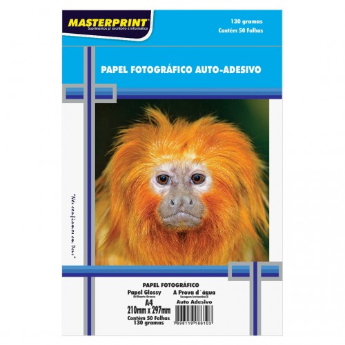 Papel Fotográfico Adesivo A4 130 Gramas Masterprint  50 Folhas - MasterPrint - Adesivo