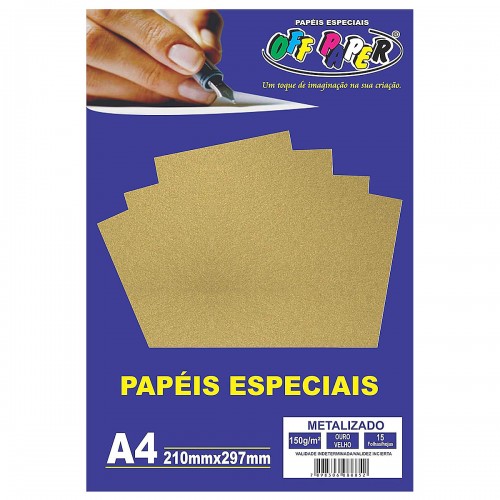 Papel Metalizado A4 Especial Corte 15 Folhas 150g Off Paper