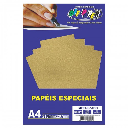 Papel Metalizado A4 Especial Corte 15 Folhas 150g Off Paper