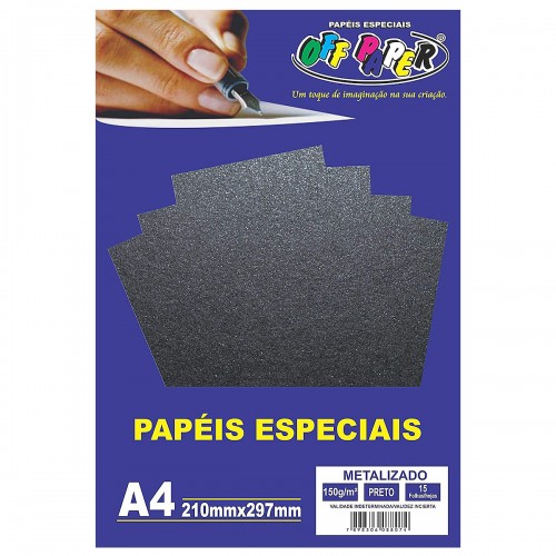 Papel Metalizado A4 Especial Corte 15 Folhas 150g Off Paper