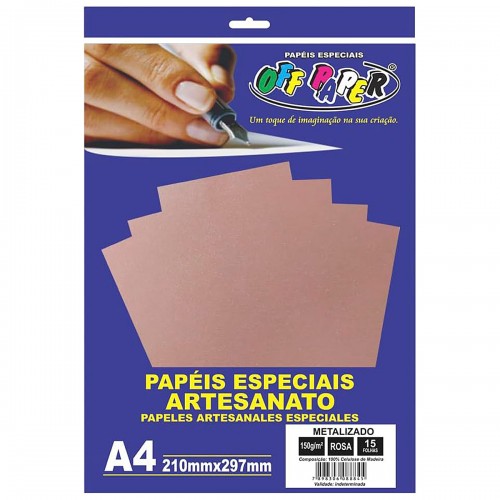 Papel Metalizado A4 Especial Corte 15 Folhas 150g Off Paper