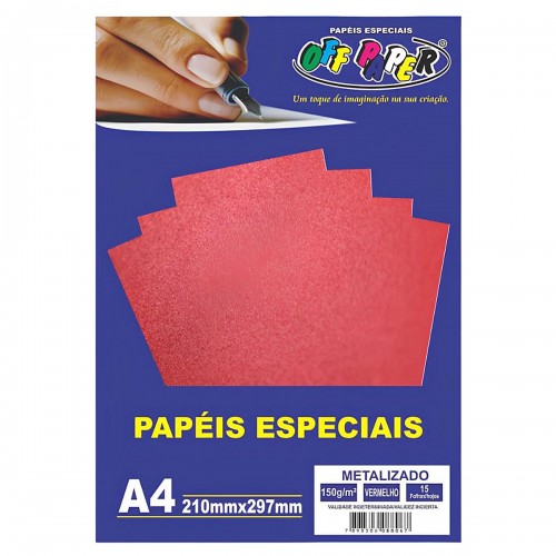 Papel Metalizado A4 Especial Corte 15 Folhas 150g Off Paper