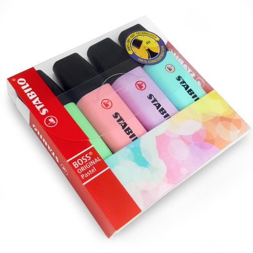 Caneta Marca Texto Boss Pastel Stabilo 4 Cores - Stabilo - Boss Pastel 70/4-2