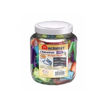 Organizador De Chaves Pote Com 120 Chaveiros Color...