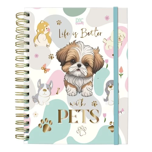 Caderno Smart Trendy Pets Universitario Inteligente 80Folhas