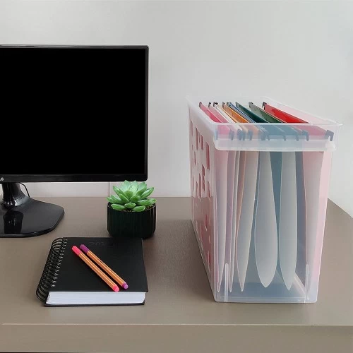 Caixa Arquivo Com 6 Pastas Suspensas Colorida Dello Cristal
