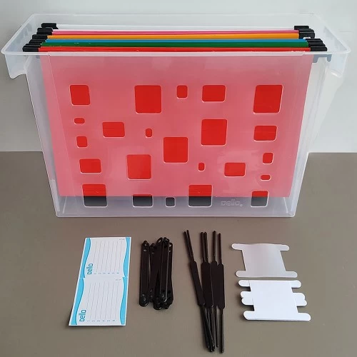 Caixa Arquivo Com 6 Pastas Suspensas Colorida Dello Cristal