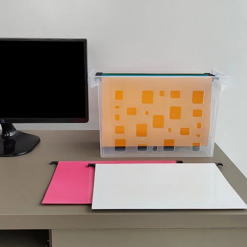 Caixa Arquivo Com 6 Pastas Suspensas Colorida Dello Cristal