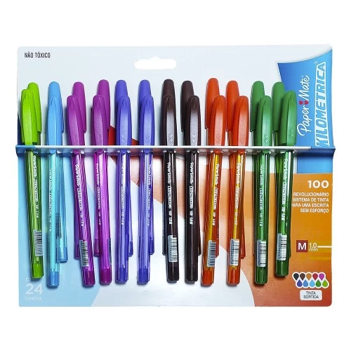 Caneta Kilometrica Paper Mate 1.0 Coloridas 24 Unidades