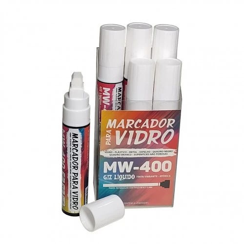 Giz Liquido Marcador Vidro Plástico Quadro Metal 6 Unidades