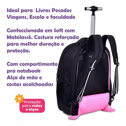 Kit Mochila Rodinha Lurex Rebecca Bonbon Lancheira Estojo