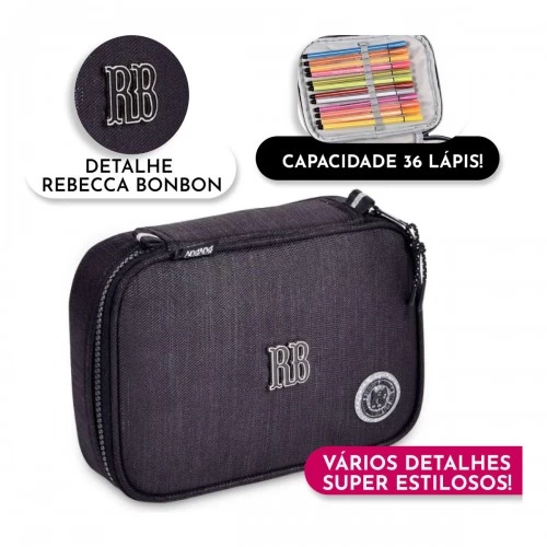 Kit Mochila Rodinha Lurex Rebecca Bonbon Lancheira Estojo
