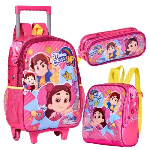 Kit Mochila Rodinha Maria Clara JP Oficial Lancheira Estojo