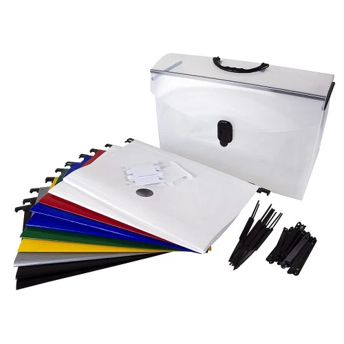 Maleta 10 Pasta Suspensa Arquivo Coloridas Cristal Dello