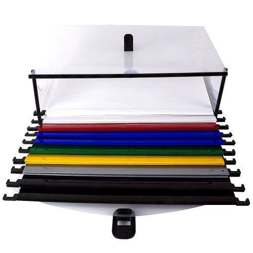 Maleta 10 Pasta Suspensa Arquivo Coloridas Cristal Dello