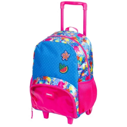 Mochila Rodinha Infantil Escolar Sestini Floral Colorido