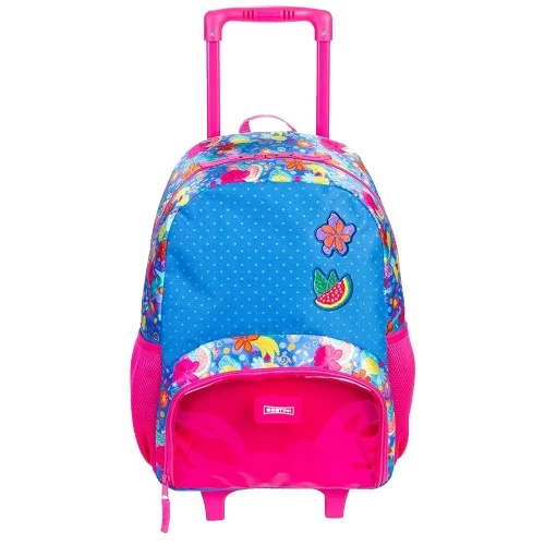 Mochila Rodinha Infantil Escolar Sestini Floral Colorido