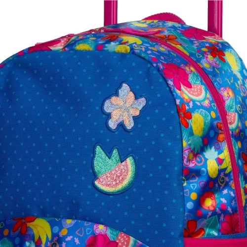 Mochila Rodinha Infantil Escolar Sestini Floral Colorido