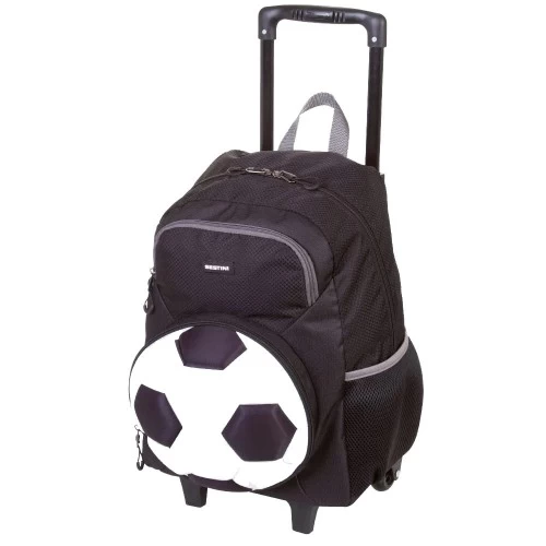 Mochila Rodinha Infantil Sestini Futebol PB Preto
