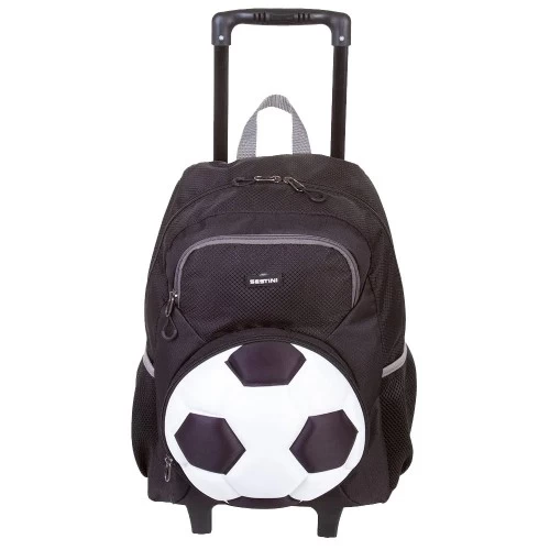 Mochila Rodinha Infantil Sestini Futebol PB Preto