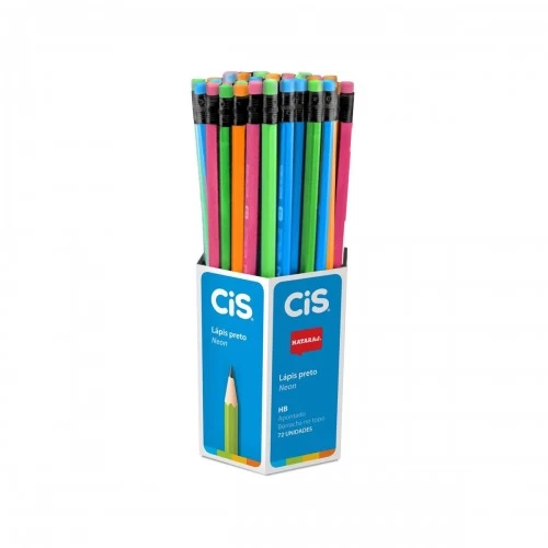 Lápis Decorado Neon Com Borracha 72 Unidades Cis - CIS - Neon
