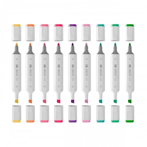 Marcador Artístico 2 Pontas CiS Graf Duo 48 Cores - CIS - GRAF DUO 48