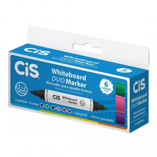 Pincel Marcador Quadro Branco Cis White Board Duo 06 Cores - CIS - Board Duo