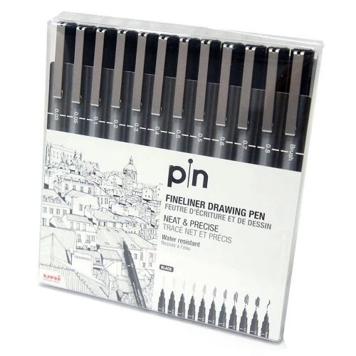 Caneta Uni Pin Nankin 12 Unidades Preta Uniball - Uni-ball - Nankin