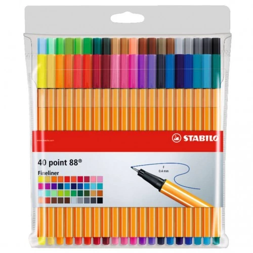 Caneta Hidrográfica Point 88 0,4mm Stabilo Com 40 cores - Stabilo - Point 88 8840-1