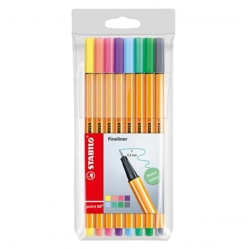 Caneta Hidrográfica Point 88 0,4mm Pastel Stabilo Com 8 Cores - Stabilo - Point 88 88/8-01