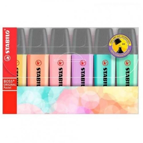 Kit Marca Texto Stabilo 10 Canetas Comun 6 Boss Cores Tons Pastel - Stabilo - Kit Point 88 + Boss