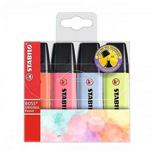 Marca Texto Stabilo Boss 70/4-3 Pastel  4 Cores NOVAS - Stabilo - Boss